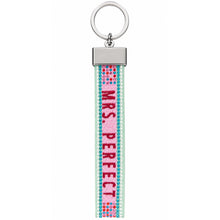 Canvas-Schlüsselanhänger „Mrs. Perfect" mit Glitzersteinchen