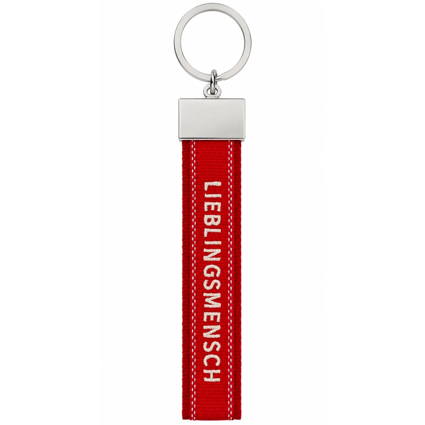 Canvas-Schlüsselanhänger „Lieblingsmensch" Rot/Weiß