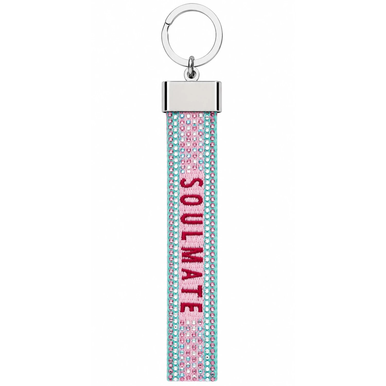 Canvas-Schlüsselanhänger "Soulmate" mit Glitzersteinchen