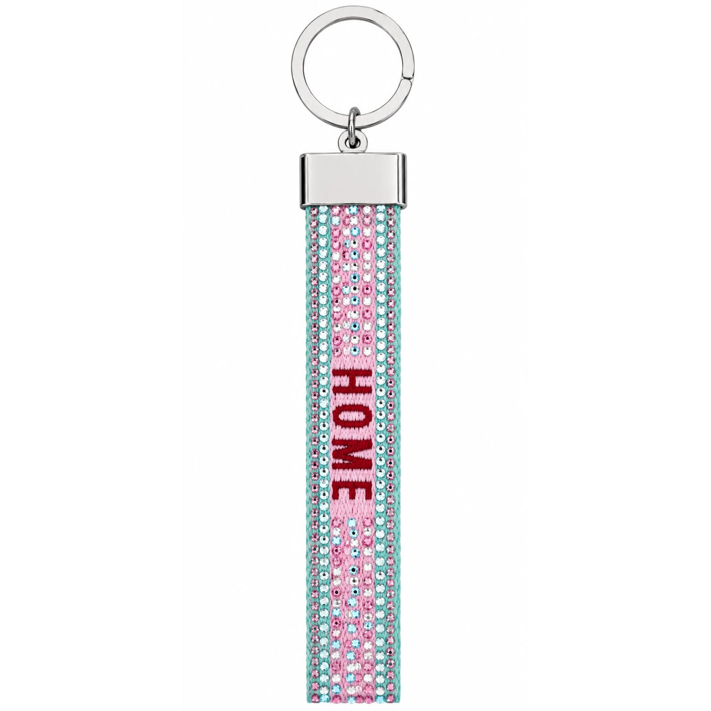 Canvas-Schlüsselanhänger "Home" mit Glitzersteinchen