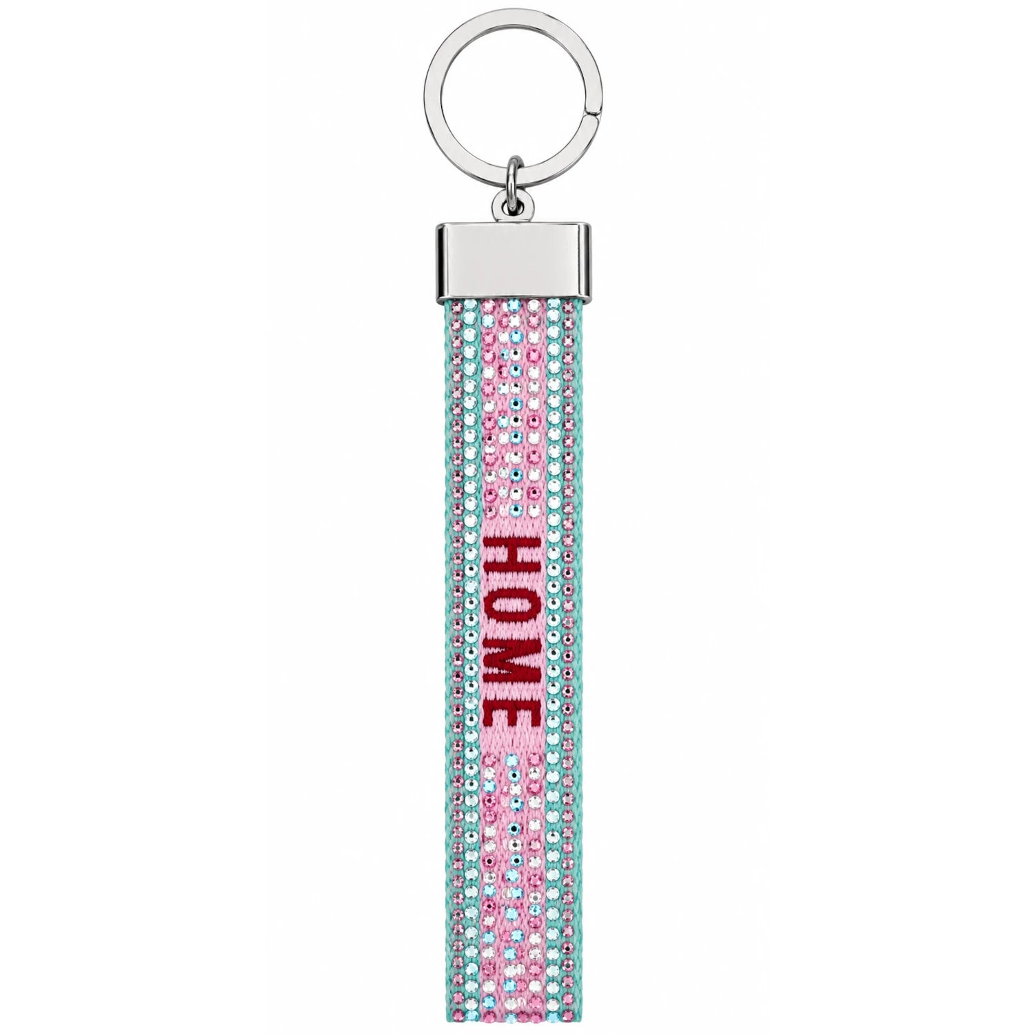 Canvas-Schlüsselanhänger "Home" mit Glitzersteinchen