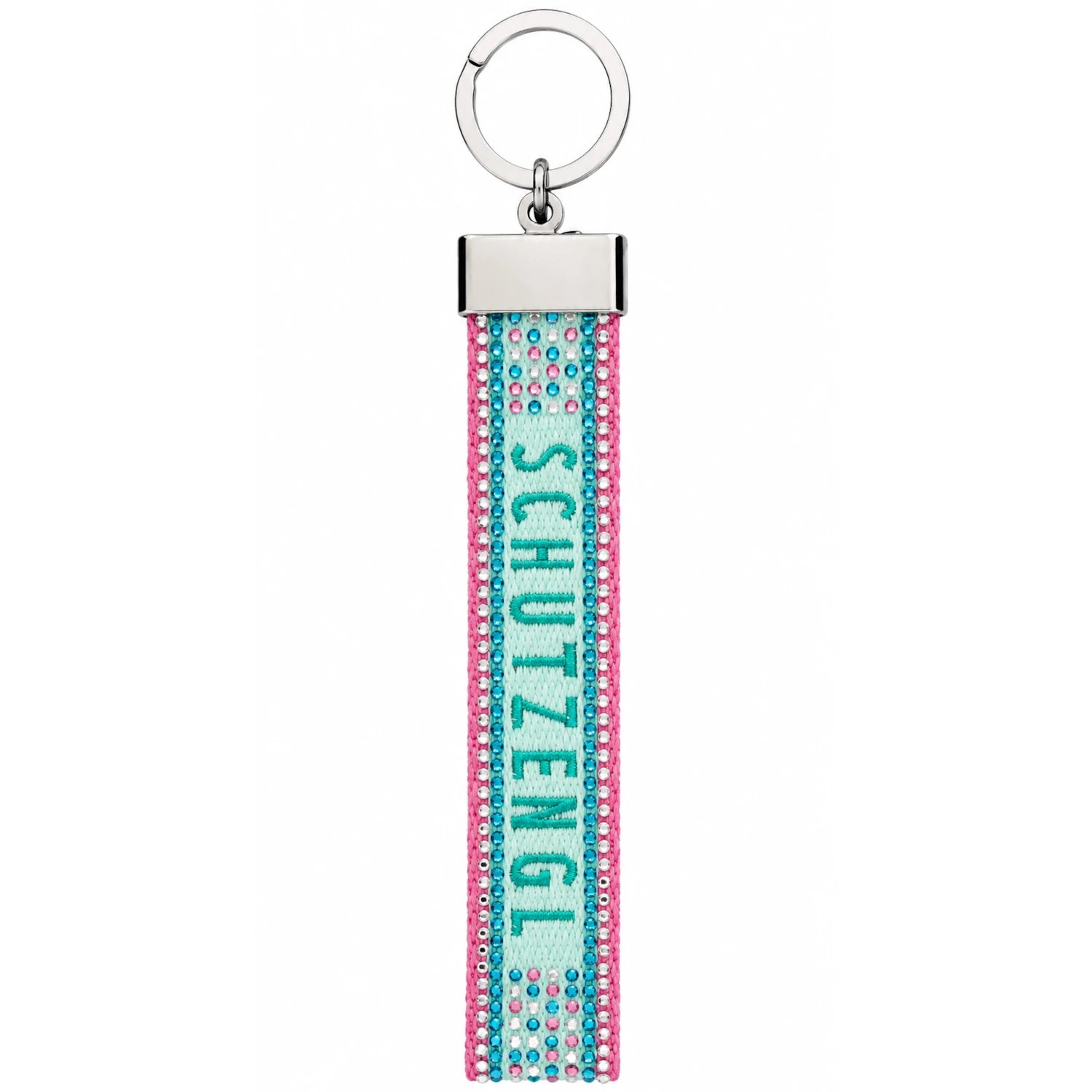 Canvas-Schlüsselanhänger "Schutzengel" mit Glitzersteinchen