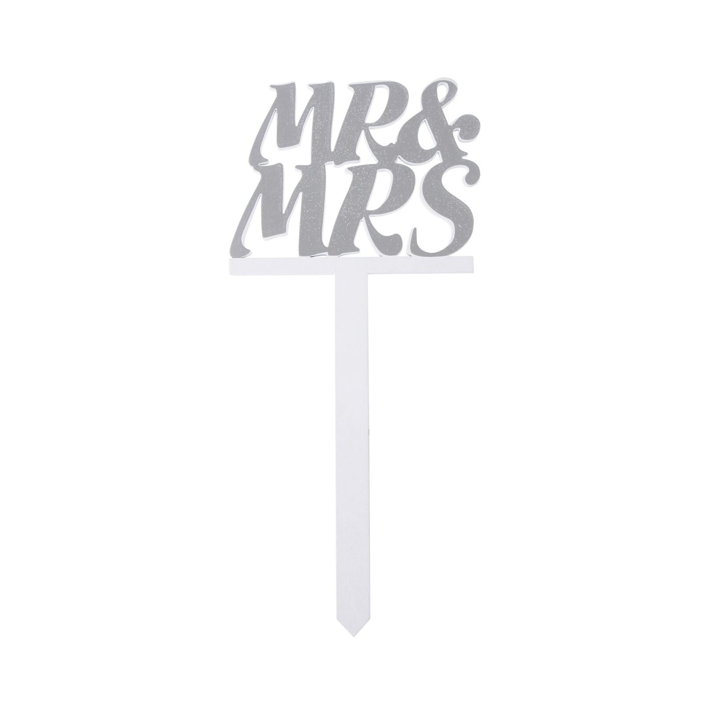 Blumenstecker "Mr. & Mrs." aus Holz, silber und weiß lackiert