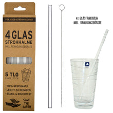 4er-Set Glastrinkhalme inkl. Reinigungsbürste