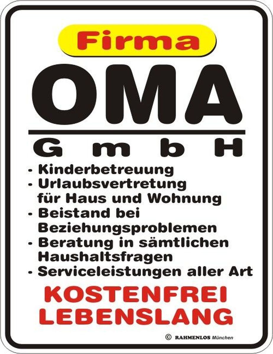 RAHMENLOS® Blechschild "Oma GmbH"