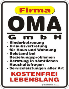 RAHMENLOS® Blechschild "Oma GmbH"