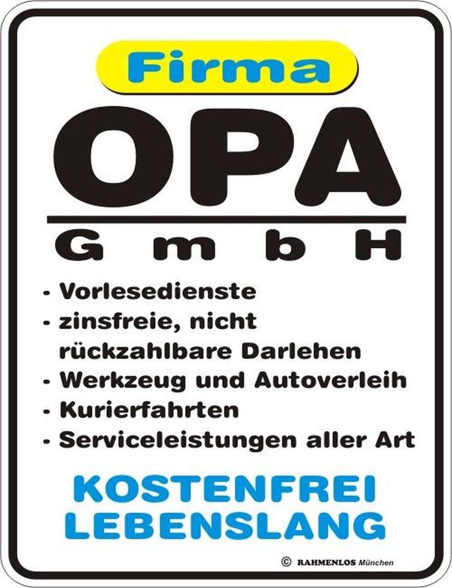 RAHMENLOS® Blechschild "Opa GmbH"