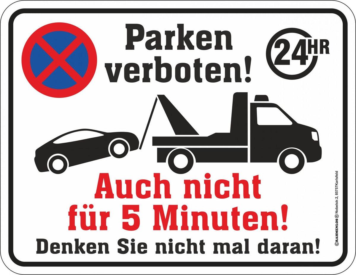 RAHMENLOS® Blechschild „Parken verboten!“