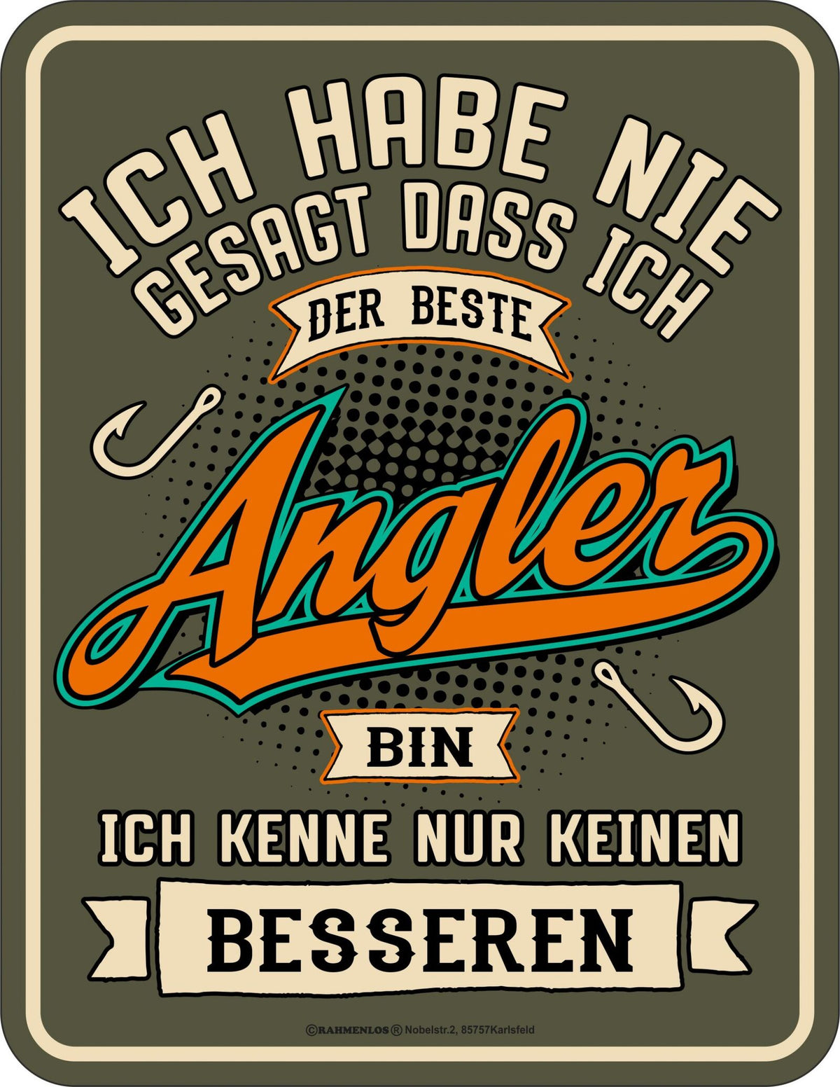 RAHMENLOS® Blechschild „Der beste Angler“