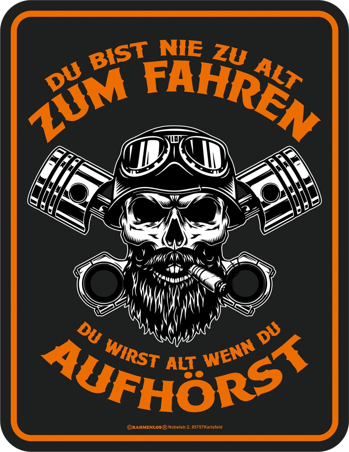 RAHMENLOS® Blechschild „Biker“