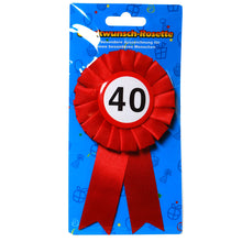 Ansteck-Rosette mit der Zahl 40 in rot/weiß