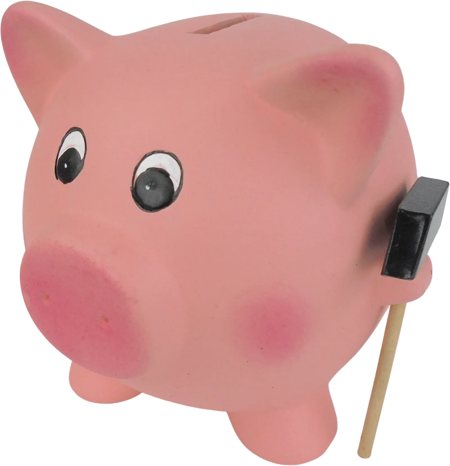 Sparschwein mit Hammer