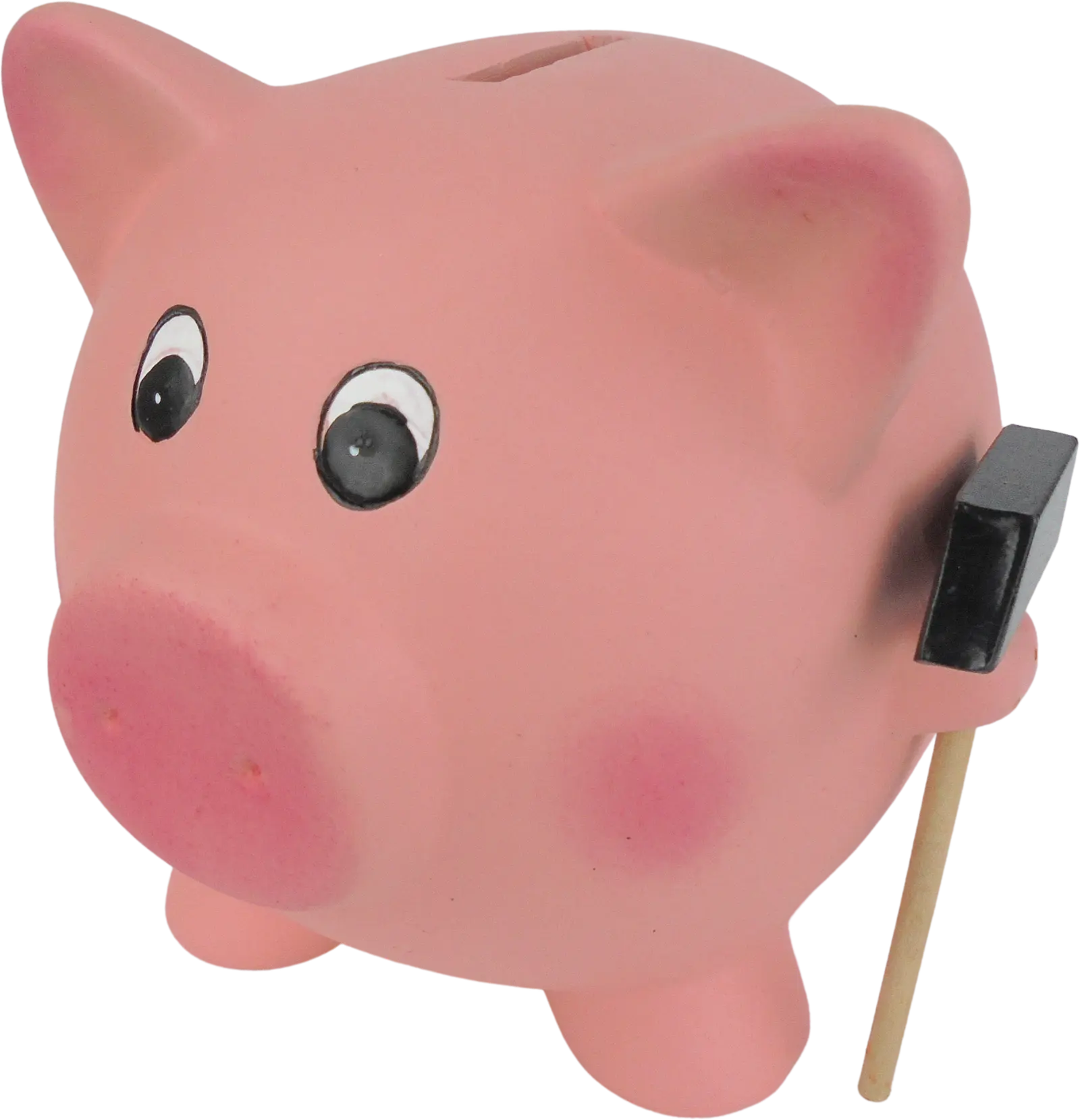 Sparschwein mit Hammer