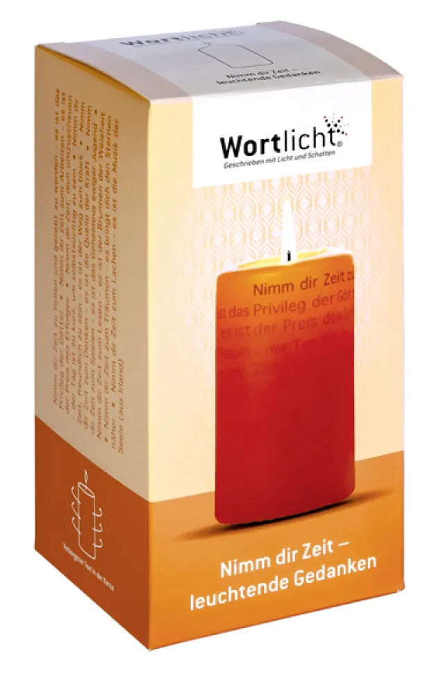 Wortlichtkerze Nimm dir Zeit - leuchtende Gedanken Verpackung