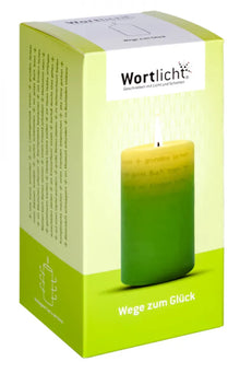 Wortlichtkerze Wege zum Glück Verpackung