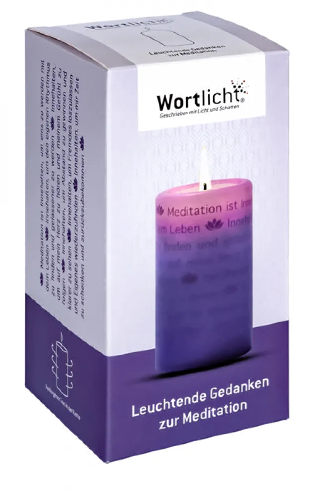 Wortlichtkerze Leuchtende Gedanken zur Meditation Verpackung