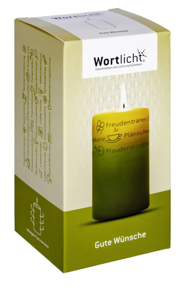 Wortlichtkerze - Gute Wünsche