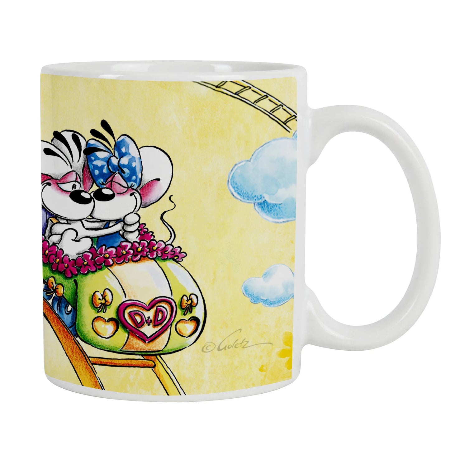 Diddl Tasse - Diddl & Diddlina in Achterbahn