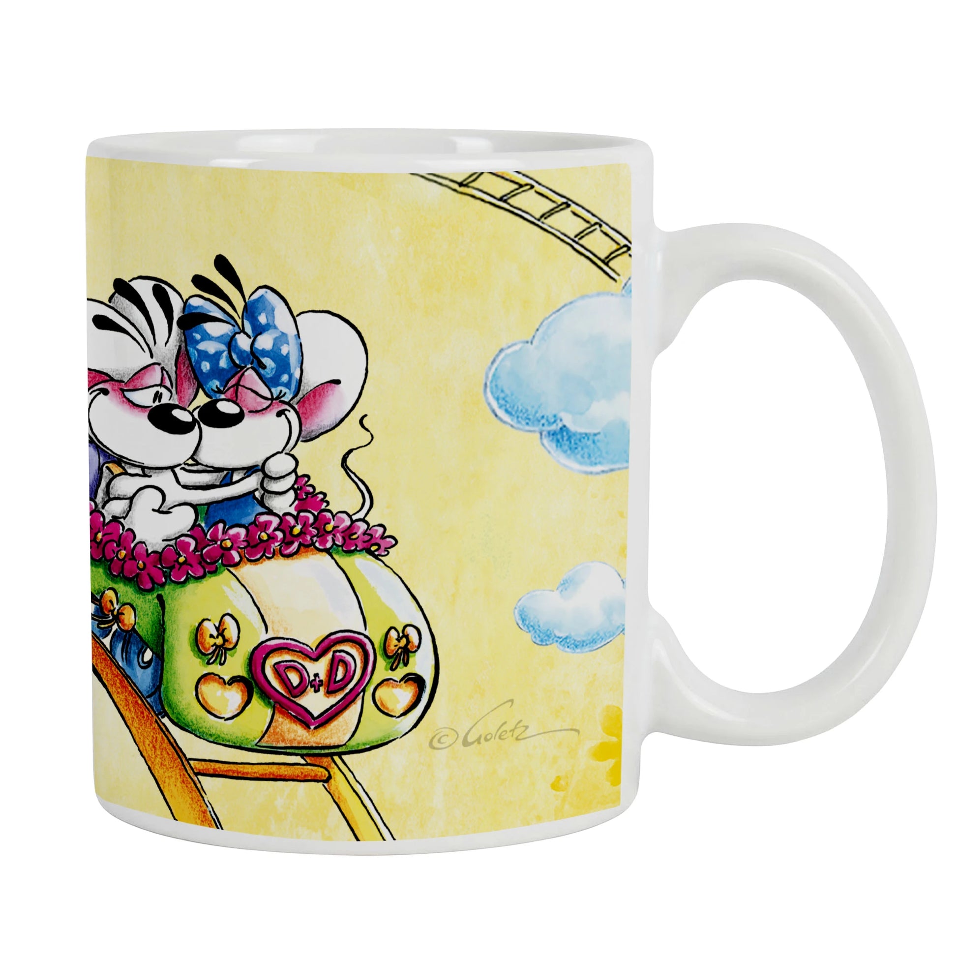 Diddl Tasse - Diddl & Diddlina in Achterbahn
