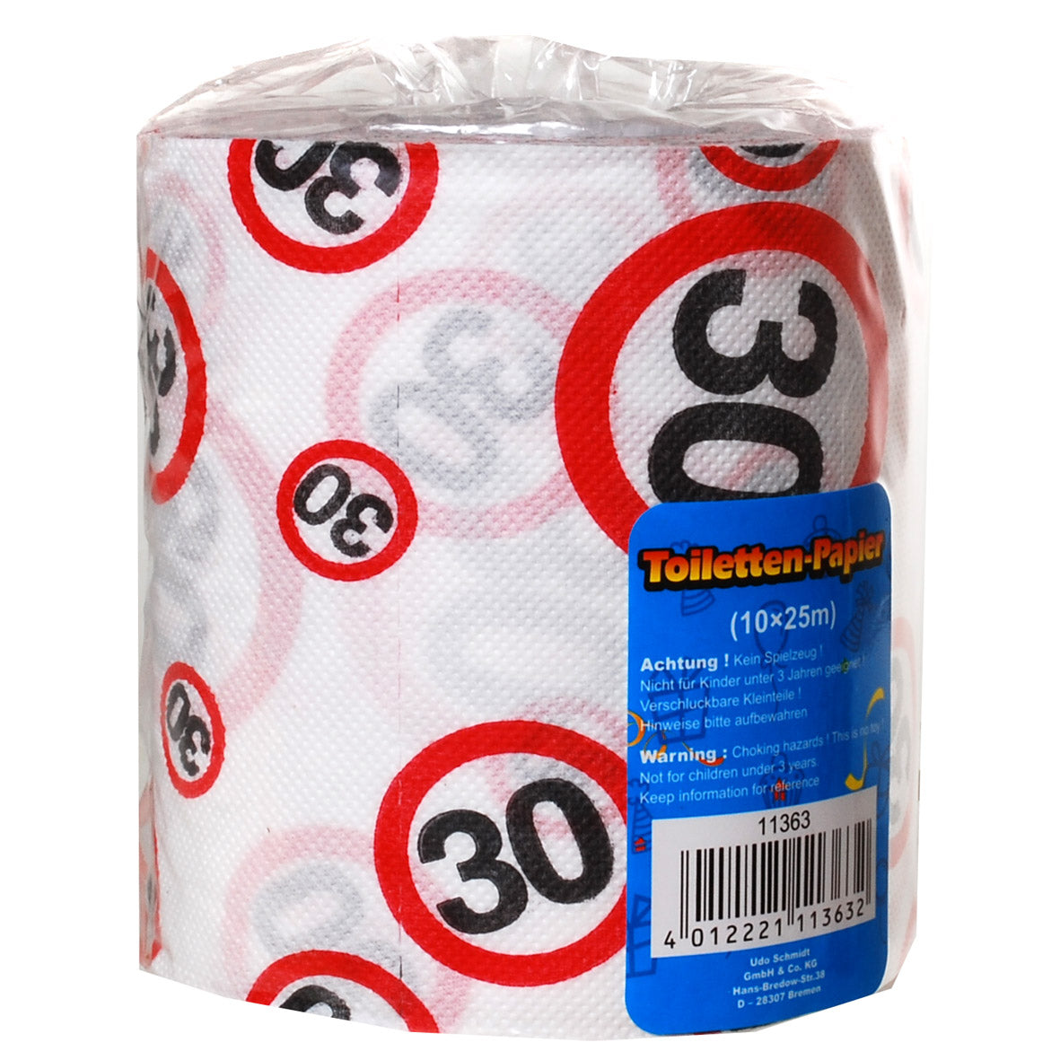 Toilettenpapier zum 30. Geburtstag "Verkehrsschild"