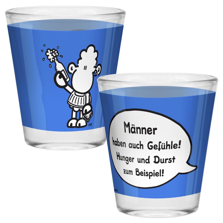 Sheepworld Schnapsglas "Männer haben auch Gefühle! Hunger und Durst zum Beispiel!"