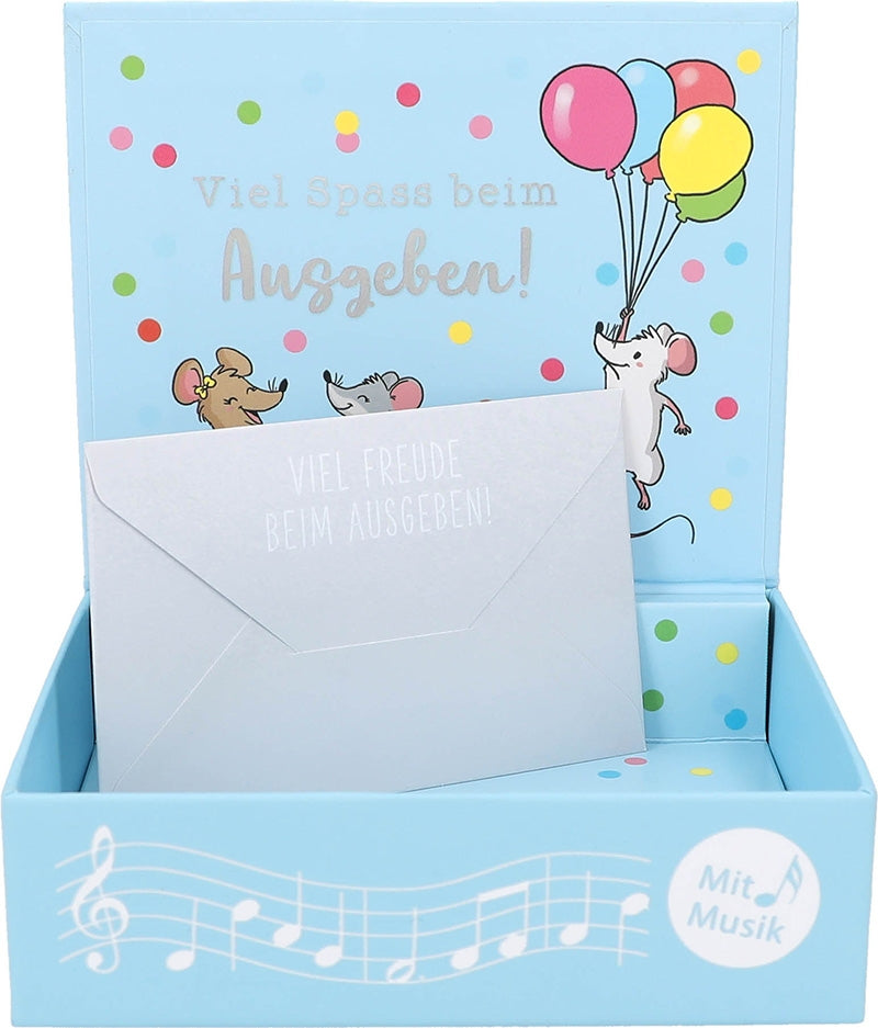 Geschenkbox mit Musik "Ein paar Mäuse zum Verjubeln"
