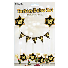 Torten-Deko-Set "Sterne" zum 18. Geburtstag in schwarz/gold