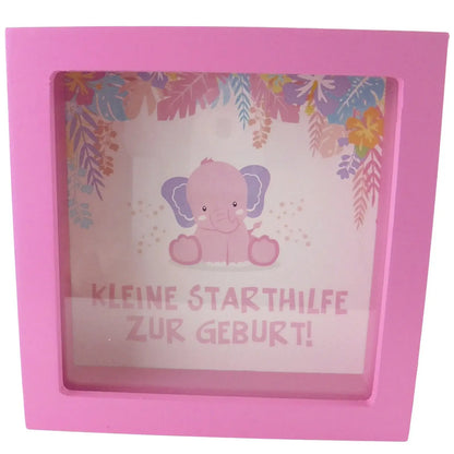 Spardose zur Geburt für Mädchen mit Glasfront
