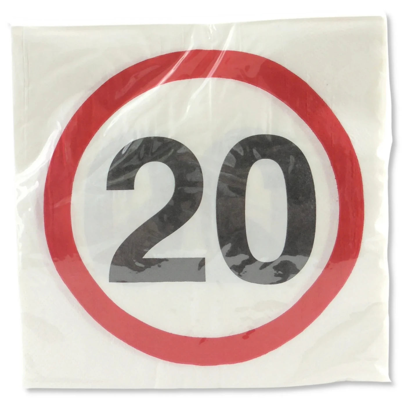 Servietten zum 20. Geburtstag "Verkehrsschild"
