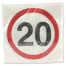 Servietten zum 20. Geburtstag "Verkehrsschild"