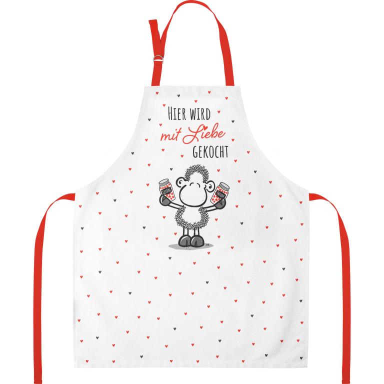 Kochschürze von Sheepworld "Hier wird mit Liebe gekocht"