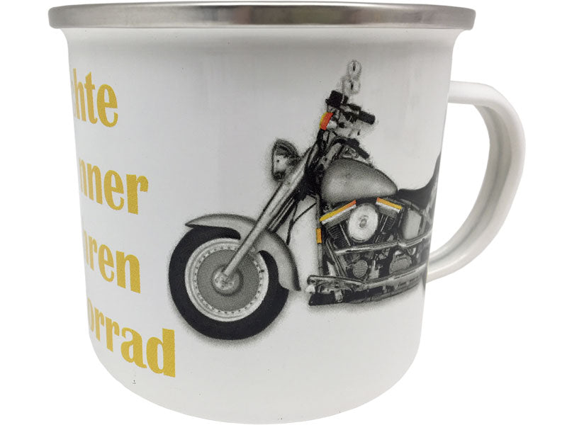 Emaillebecher "Echte Männer fahren Motorrad"