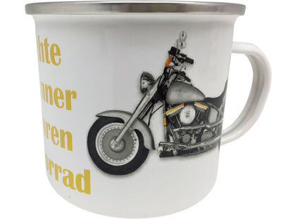 Emaillebecher "Echte Männer fahren Motorrad"