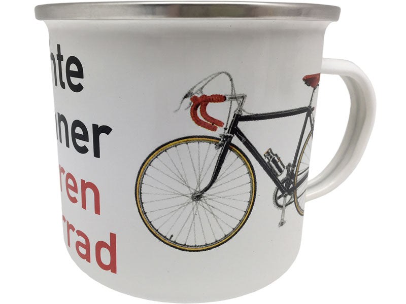 Emaillebecher "Echte Männer fahren Fahrrad"