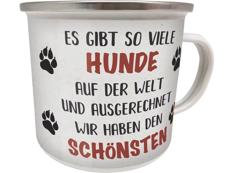 Emaillebecher "Es gibt so viele Hunde..."