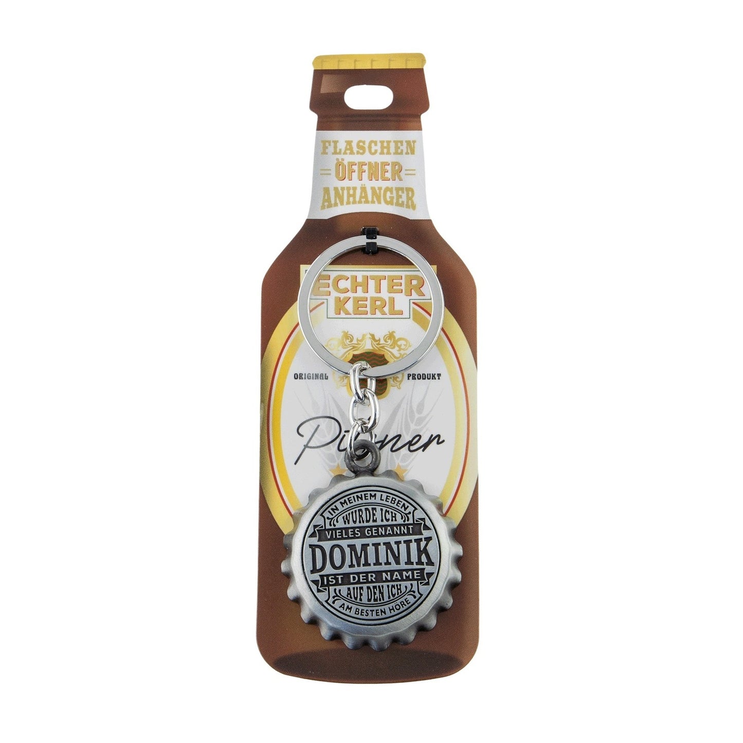 Schlüsselanhänger mit Flaschenöffner - Dominik