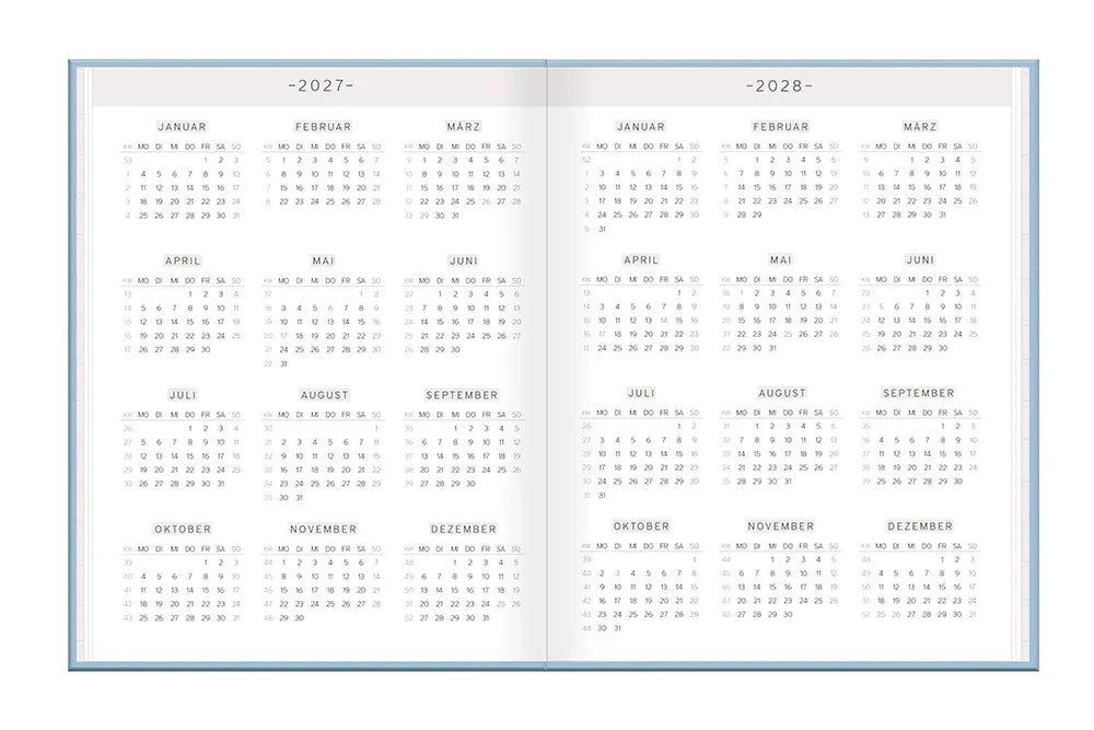Terminplaner - Lady Softcover - "Dankbarkeitsplaner" - 2027 - Kalender 2027 und 2028