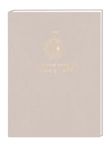 Terminplaner - Lady-Softcover - 2027 -"Neues Jahr neues ich" -  Cover - Text : "2027 Neues Jahr neues ich" Design Goldener Mond und goldene Schrift auf Beigen Hintergrund