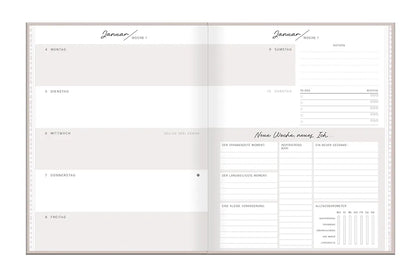 Terminplaner - Lady-Softcover - 2027 -"Neues Jahr neues ich" - Wochenplaner Januar