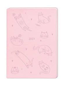 Terminplaner - "Katzen" - 2027 - Cover - Katzen in verschiedenen Situation auf Rosa Hintergrund