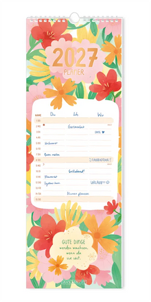Paarplaner - "Floral" - 2027 - Cover - Text: "2027 Planer" "Gute Dinge werden wachsen, wenn du sie säst." Design: Verschiedene Blumen, di über die Seite verteil sind.