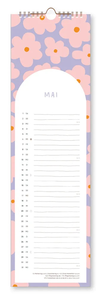 Wandkalender - "Glücksmomente - 2027 - Cover -  Monat Mai - Mit Blumendesign
