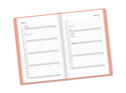 Terminplaner - Lederlook Peach - 2027 - Terminplaner Januar und Februar