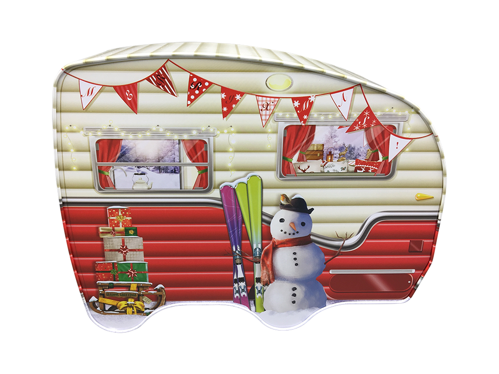 Blech-Keksdose "Winterlicher Wohnwagen"