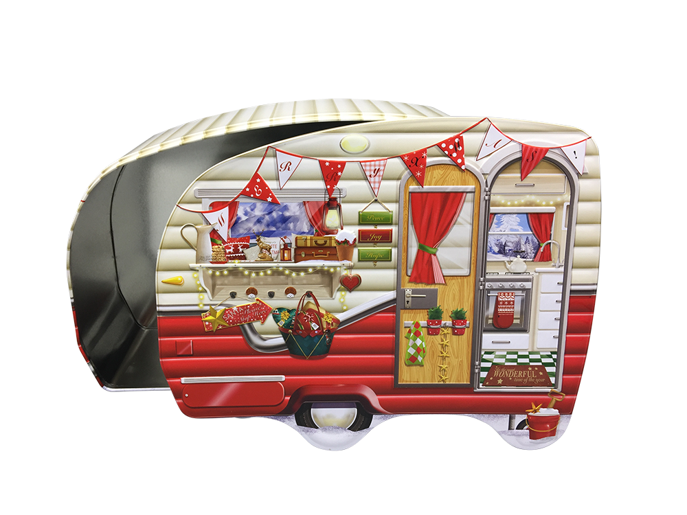 Blech-Keksdose "Winterlicher Wohnwagen"