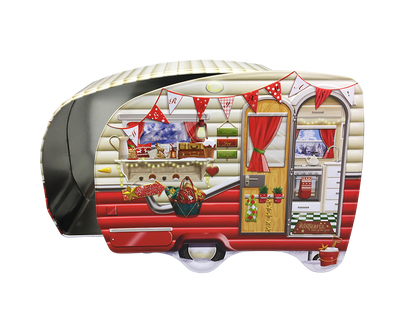 Blech-Keksdose "Winterlicher Wohnwagen"