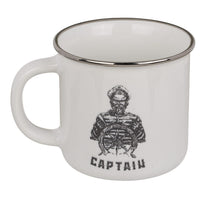 Becher in Emaille-Optik "Captain" mit Seemann am Steuerrad