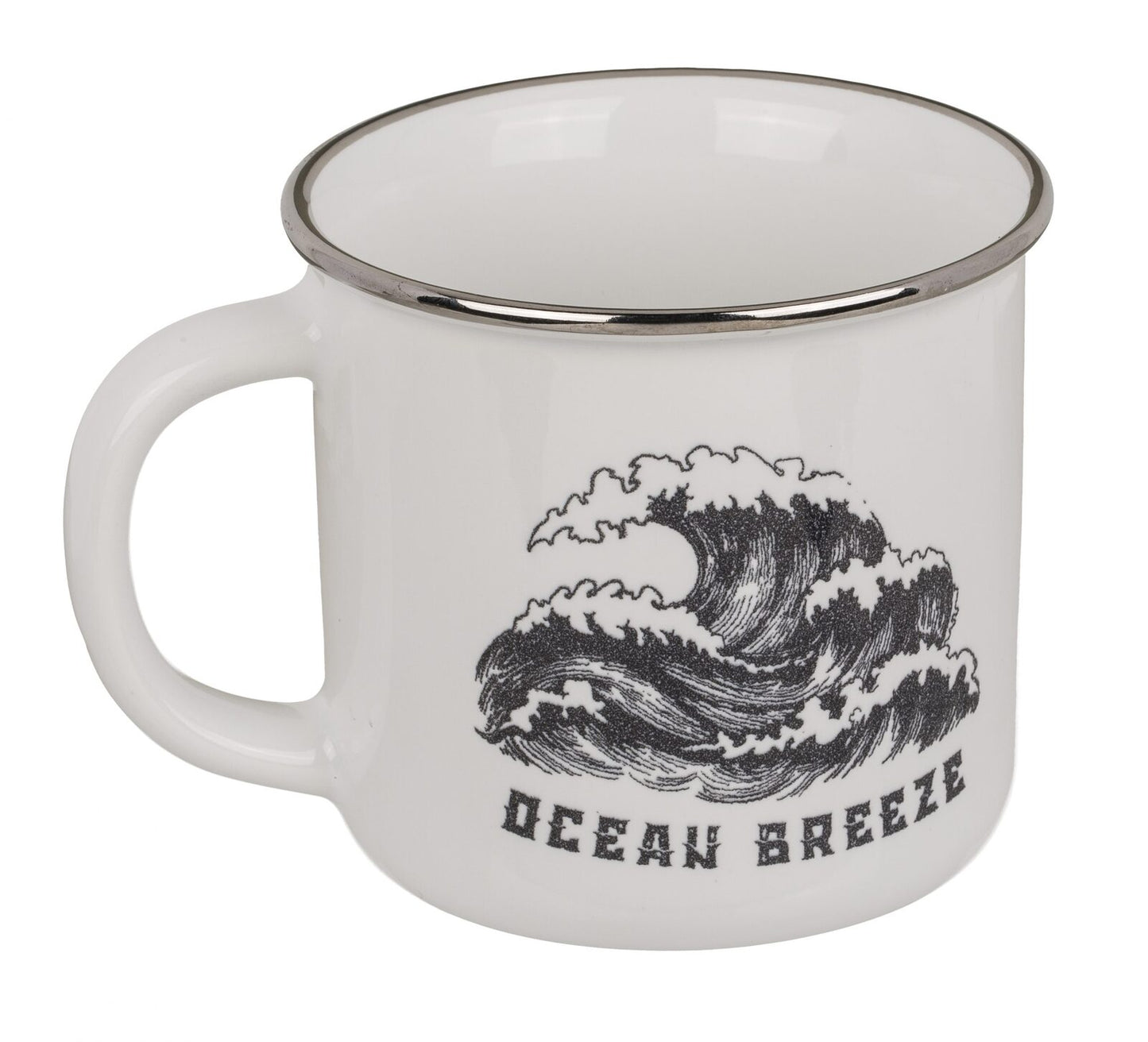 Becher in Emaille-Optik "Ocean Breeze" mit einer Welle