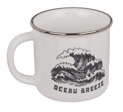 Becher in Emaille-Optik "Ocean Breeze" mit einer Welle