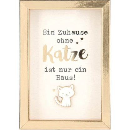 Mini-Bilderrahmen mit Schriftzug "Katze"